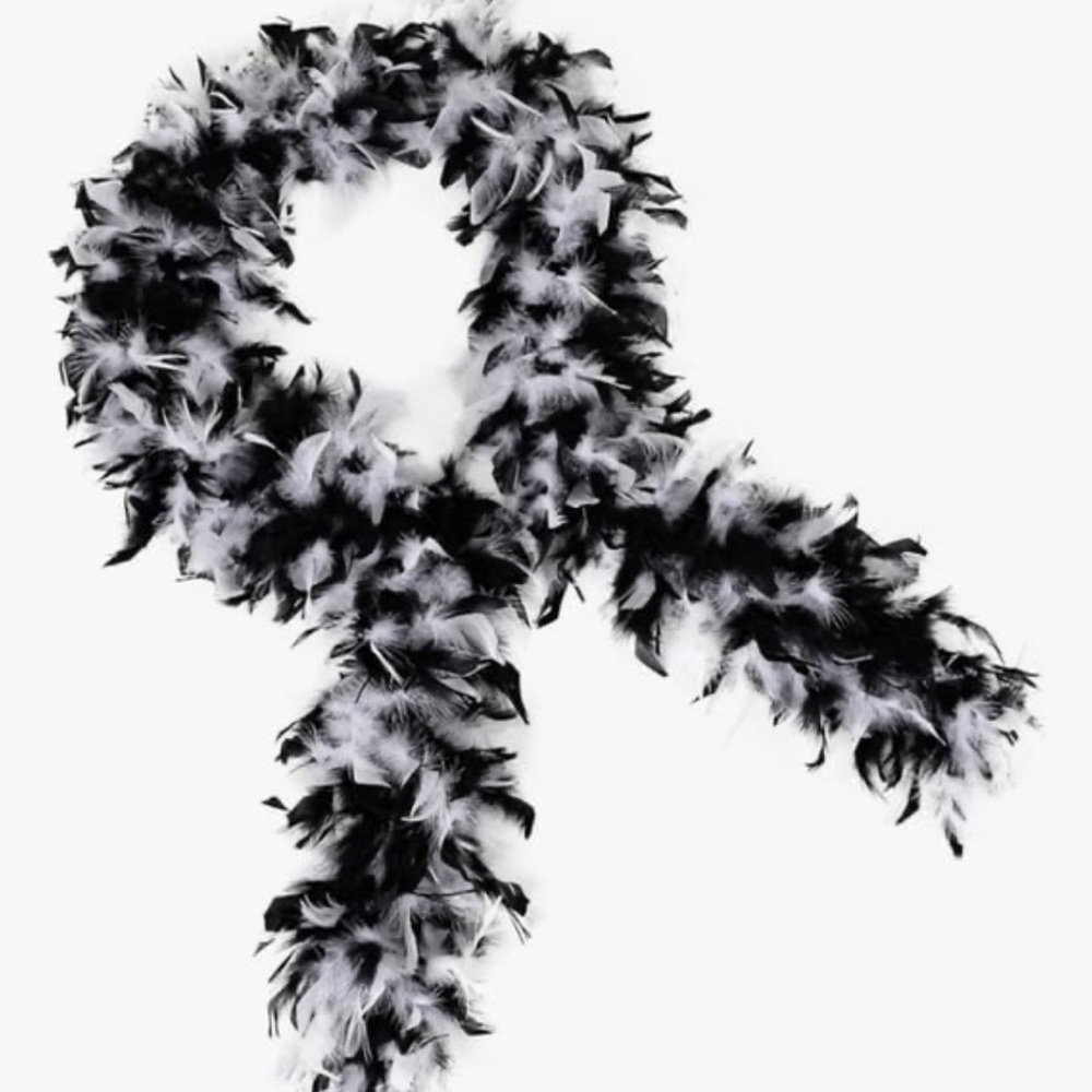 Pack of Two Sealed Feather Boas 2 Black and White NEW